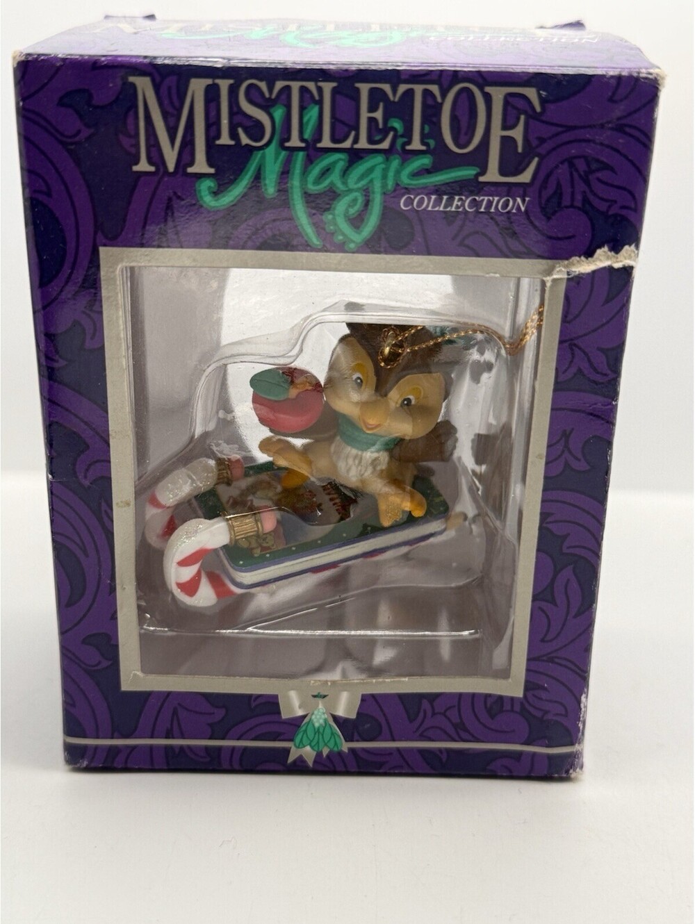 vtg Christmas Ornament Mistletoe Magic Collection Owl Sledding